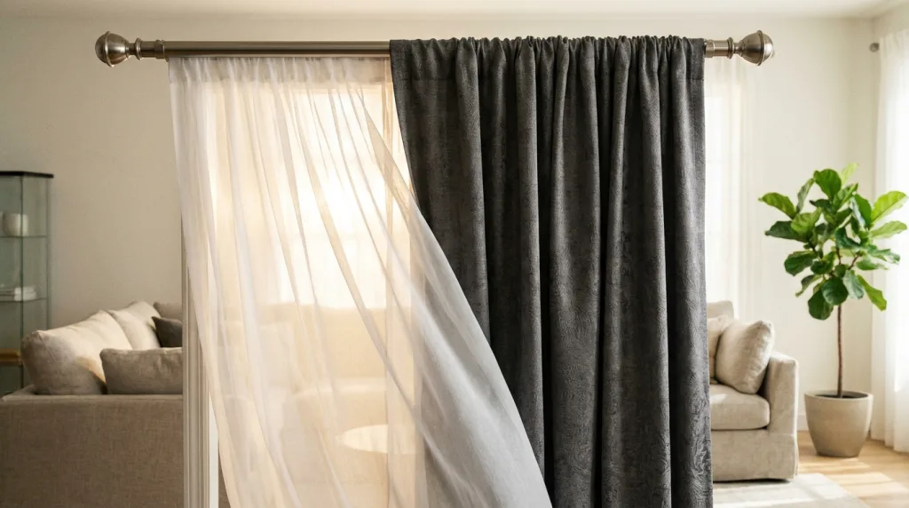 découvrez comment installer et harmoniser deux rideaux différents sur une même tringle pour un décor unique et personnalisé.